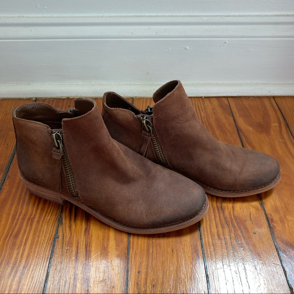 Gianni Bini Brown Suede Flat Ankle Booties